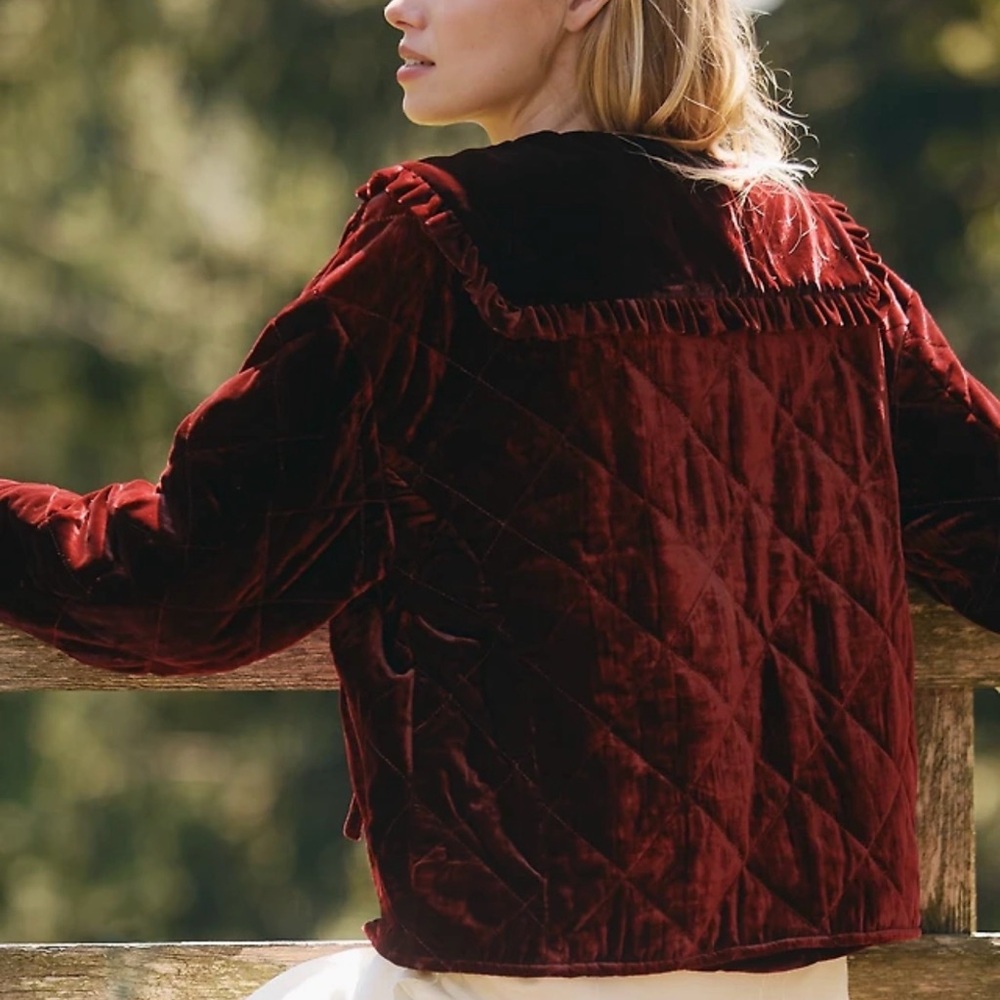 NEW NWT Anthropologie The Hazel velvet quilted Jacket plumberry size S